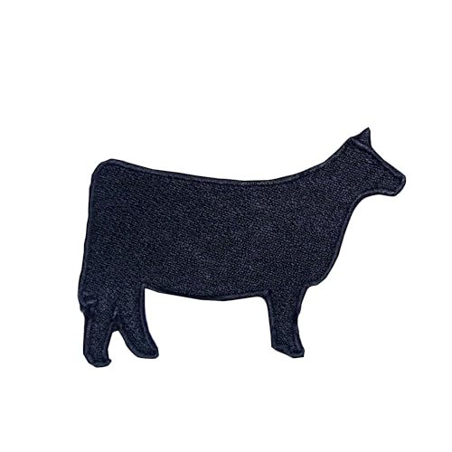 DigitEMB Black Cow Patch Iron On Farm Animal Embroidered 3x2.2 Cattle