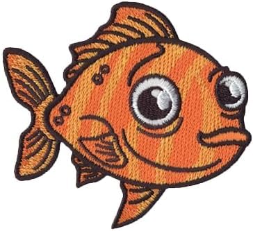 DigitEMB Cute Orange Fish Iron On Patch, Embroidered Sew On for Kids