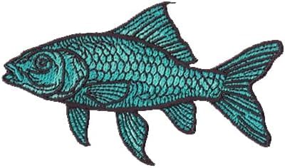 DigitEMB Blue Fish Iron On Patch, Embroidered Sew On Fishing Applique