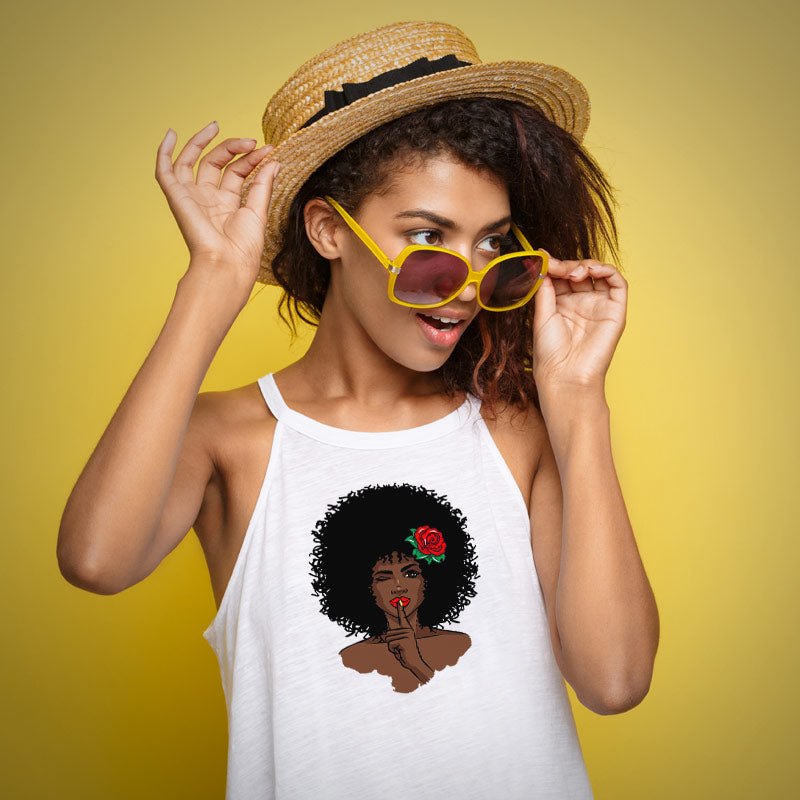 Cute Hushing African American Woman Vector Art