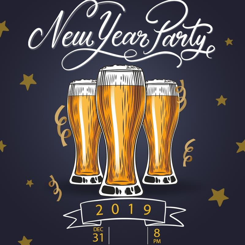Three Pints of Beer Vector Art