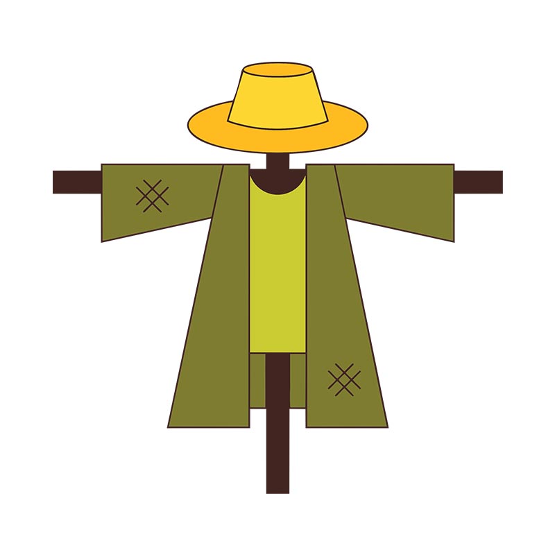 Quirky Standing Scarecrow Vector Art