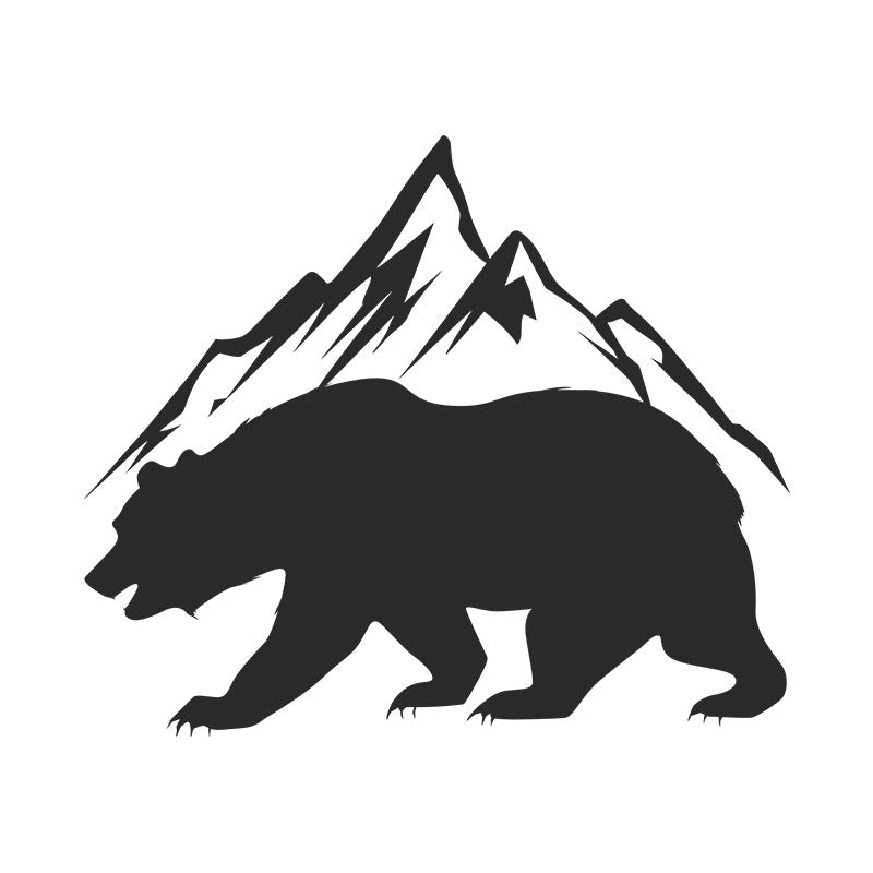 Bear and Mountain Silhouette Art