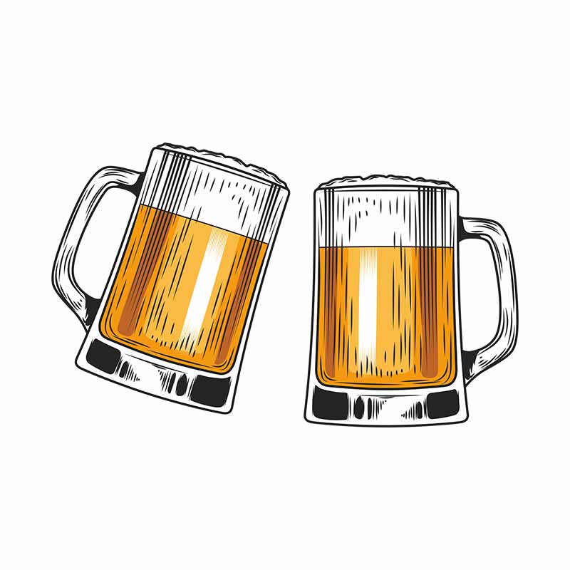 Cheers Glass Beer Mugs Vector Art