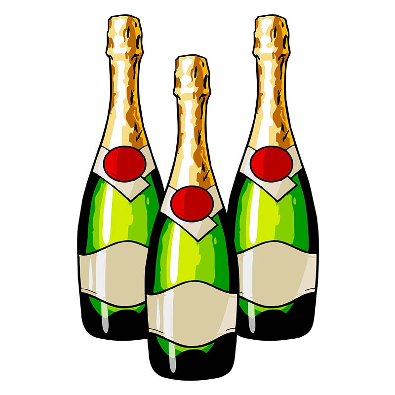 Rousing Champagne Bottles Vector Art