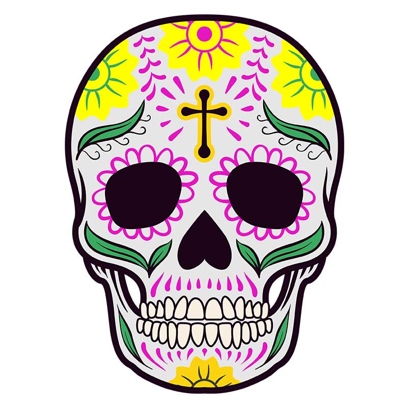 Floral Crossed La Calavera Face Mask Vector Art