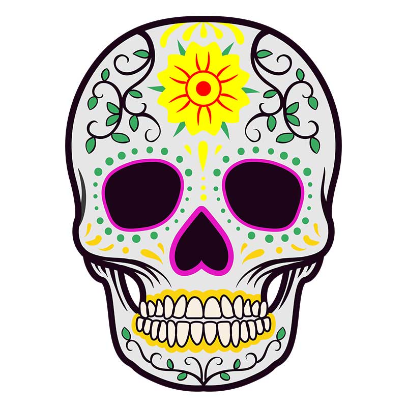 Yellow Flowered La Calavera Face Mask Vector Art