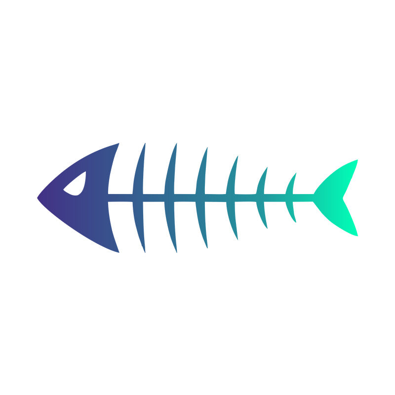 Gradient Colored Fish Bone Vector Art