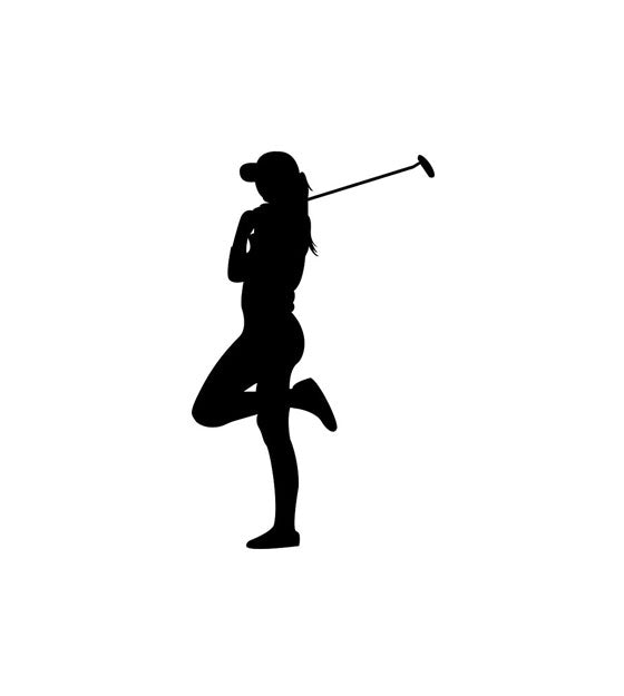 Posing Female Golfer Silhouette Art