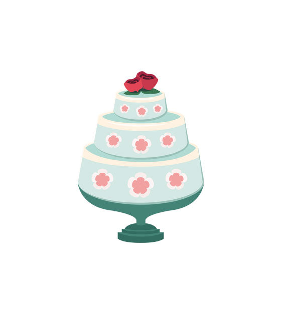 Exquisite Rose Wedding Cake Vector