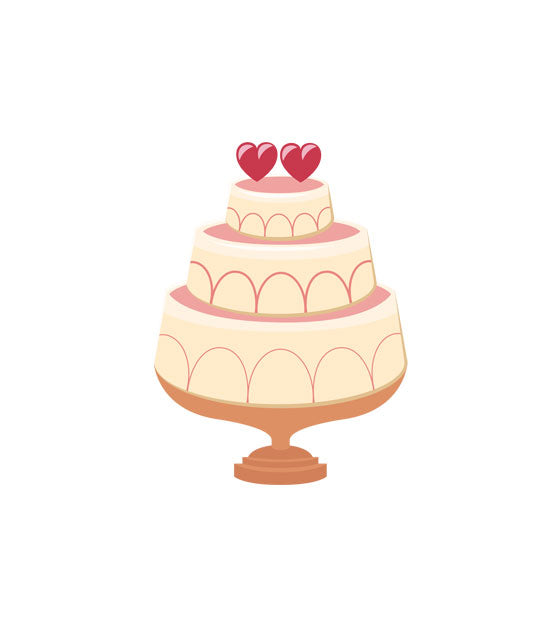 Hearts with Buttercream Frosting Wedding Cake Vector Art