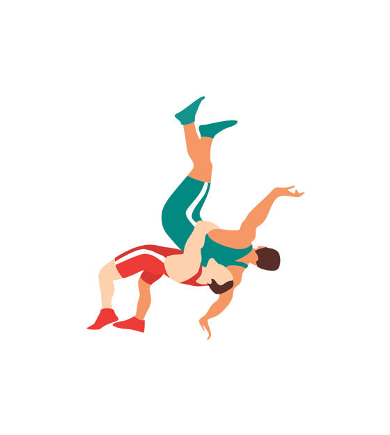 Applying German Suplex on Green Singlet Guy Vector Art