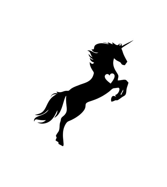 Heart Induced Stallion Jumping Unicorn Silhouette Art