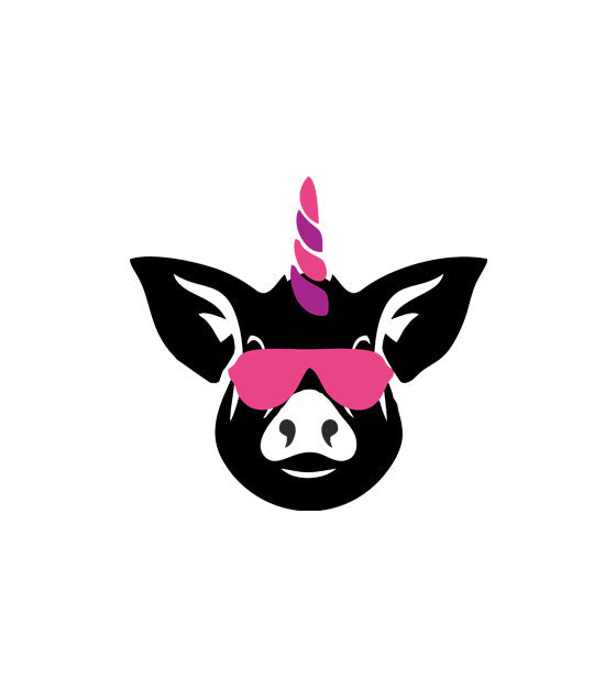 Funky Sunglasses and Unicorn Horn Pig Silhouette Art
