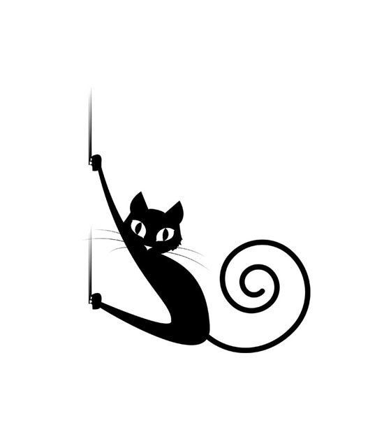 Scared Halloween Cat Sith Silhouette Art