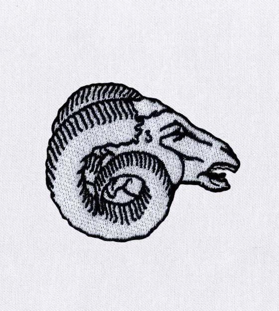 Monotone Ram Skull Embroidery Design