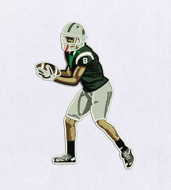 Sturdy and Lively Quarterback Embroidery Design