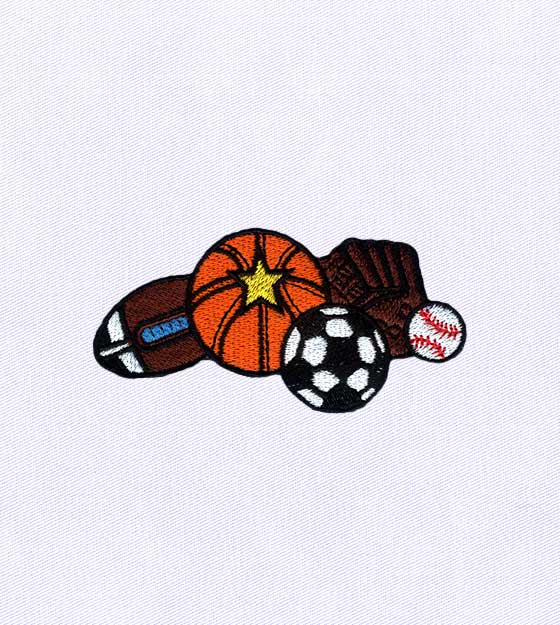 Vibrant Sport Equipment Embroidery Design