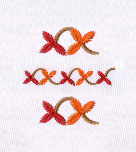 Wilted Fall Colored Leaves Border Embroidery Design