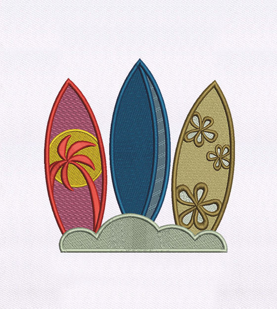 Colorful Hawaiian Surfing Boards Embroidery Design