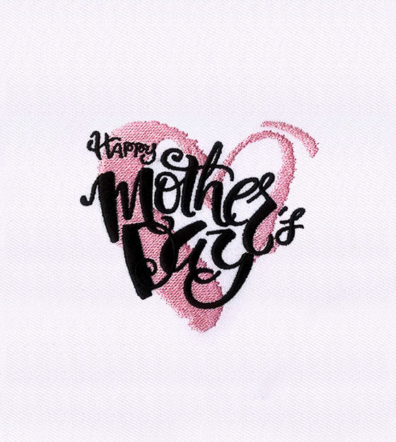 Pink and Black Heart Mothers Day Embroidery Design