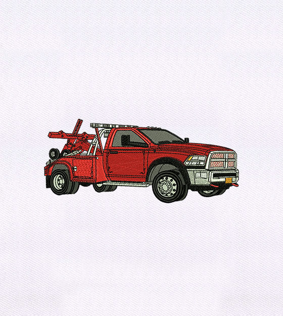 Industrial Red Pickup Truck Embroidery Design