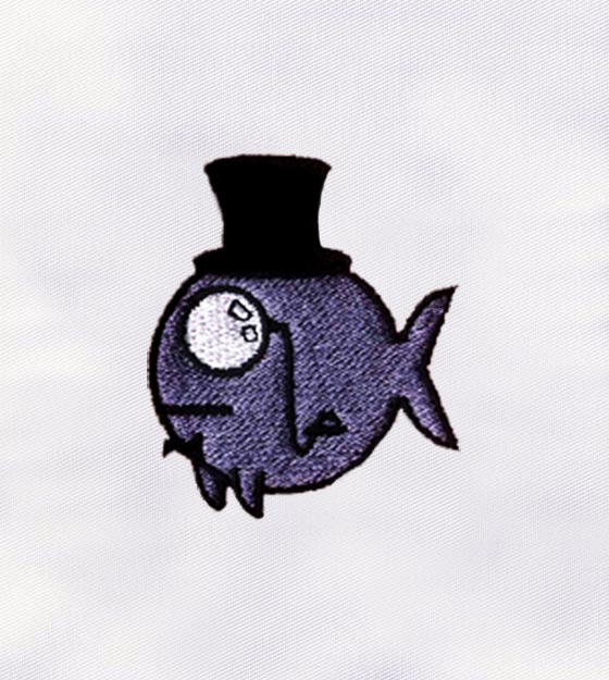 Monocle & Top Hat Style Fish Embroidery Design