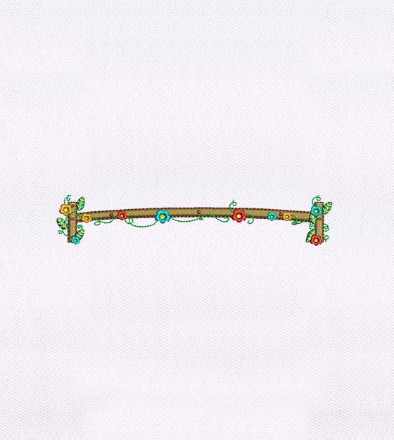 Colorful Flowers Hedge Border Embroidery Design