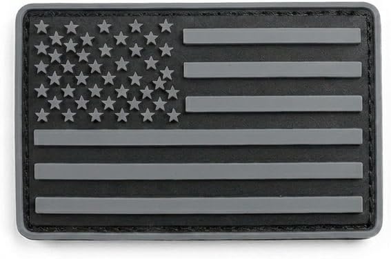 DigitEMB Subdued Black American Flag Patch, PVC Hook & Loop Tactical