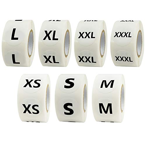 2800 Pcs 7 Sizes Clothing Size Round Sticker Size Tags For Clothing