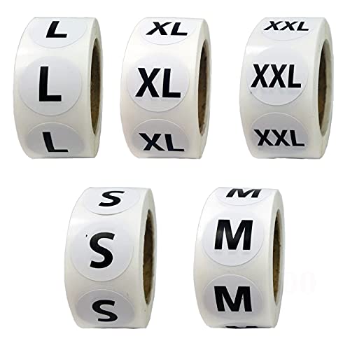 3500 Pcs 5 Size Clothing Stickers Adhesive Size Stickers For Clothing