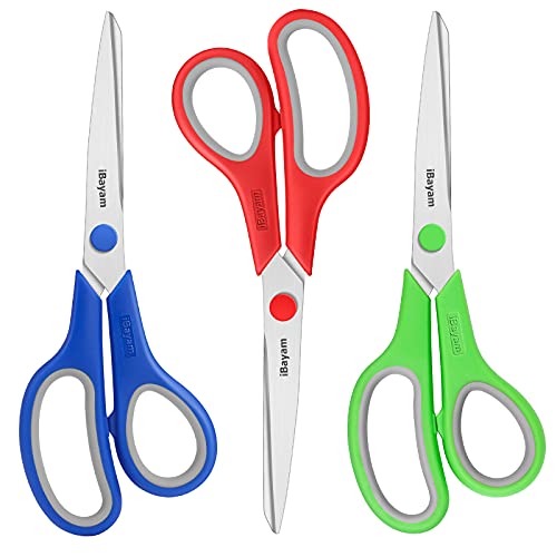 3 Pack Red Green Blue Scissors Sewing Scissors Craft Scissors