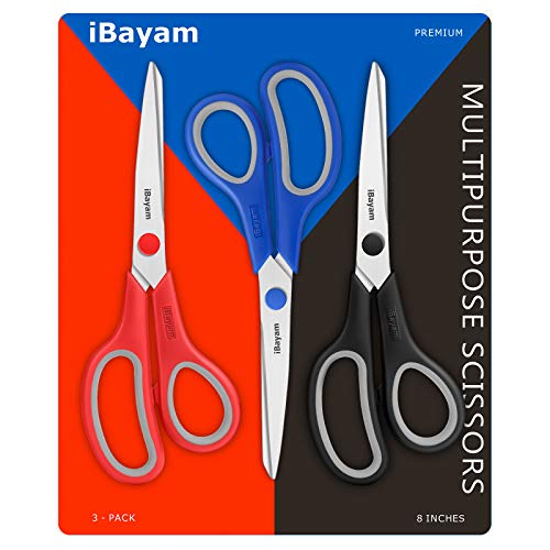 3 Pack Red Black Blue Scissors Sewing Scissors Craft Scissors