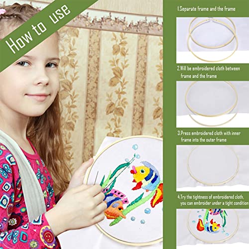 7 Inch Wooden Round Embroidery Hoops Bamboo Circle Cross Stitch Hoop