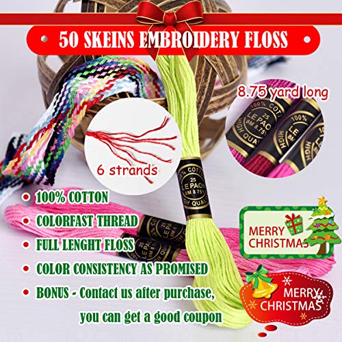 50 Skeins Pack Embroidery Floss Cross Stitch Threads Crafts Floss