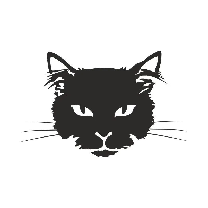 Black Cat Face Silhouette Art