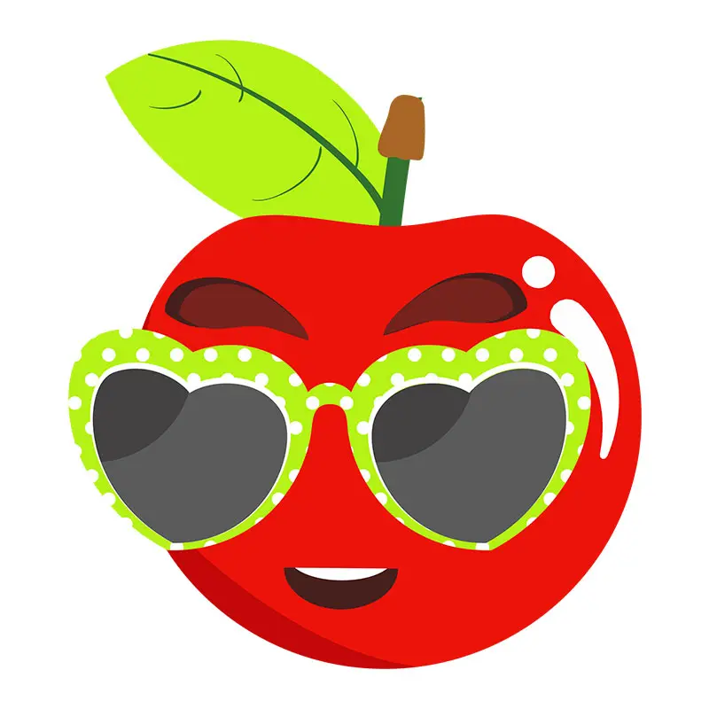 Cute Cheery Wearing Heart-Shaped Sunglasses Vector Art