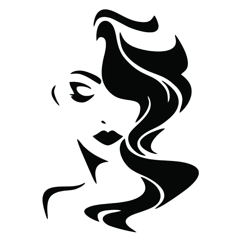 Fashionable Hair Dressed Woman Silhouette Art