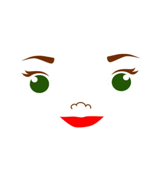 Green Beady Eyes and Red Lips Mermaid Face Vector Art