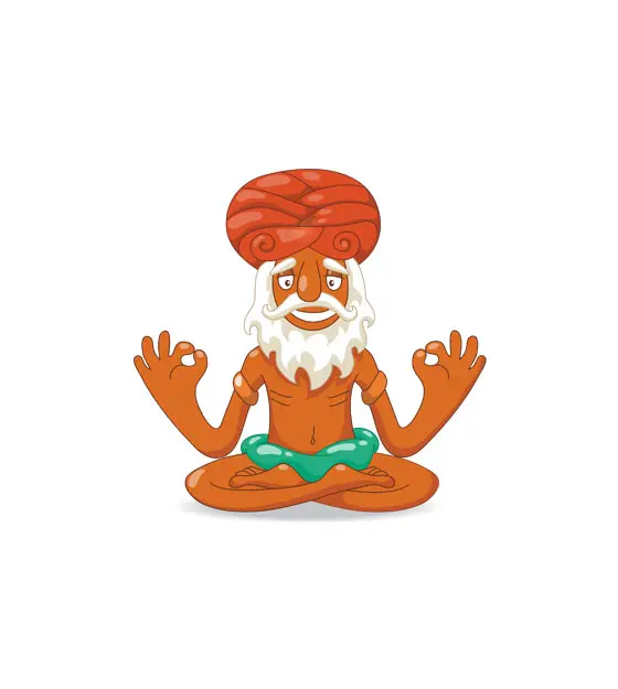 Meditating Lotus Yoga Pose Guru Vector Art