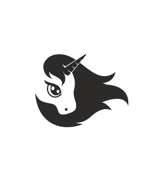 Vivid Negative Space Mane Unicorn Silhouette Art