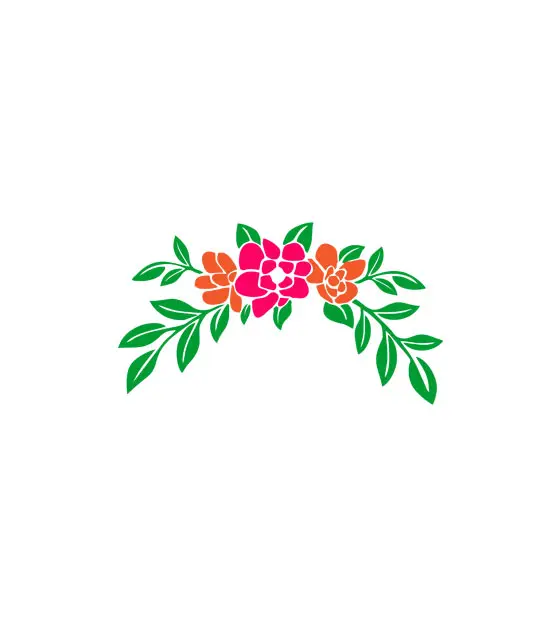 Multicolored Flowering Vines Floral Design Vector Art