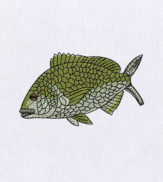 Artistically Complex Fish Embroidery Design