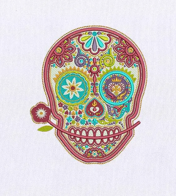 Wacky and Colorful Skull Digital Embroidery Design
