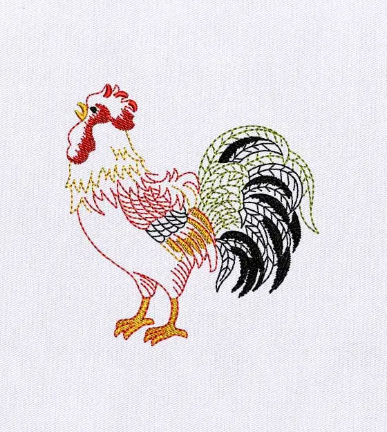 Colorful Pulsating Cockerel Embroidery Design