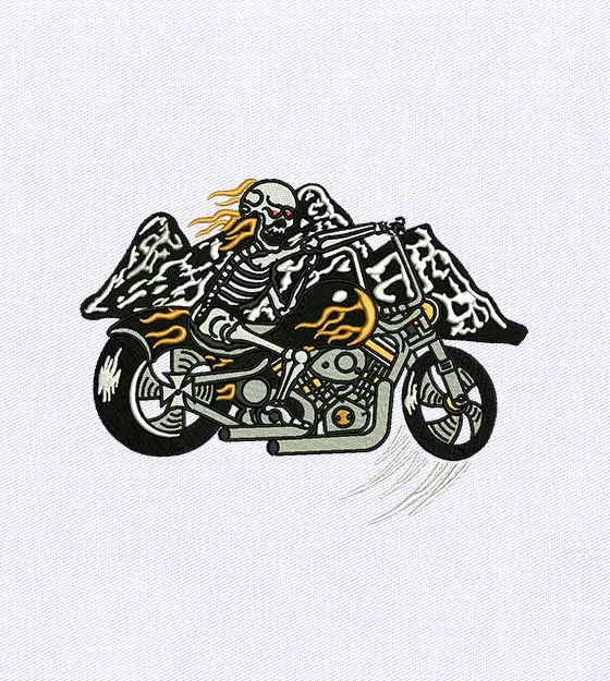 Skeleton Hell Rider Embroidery Design