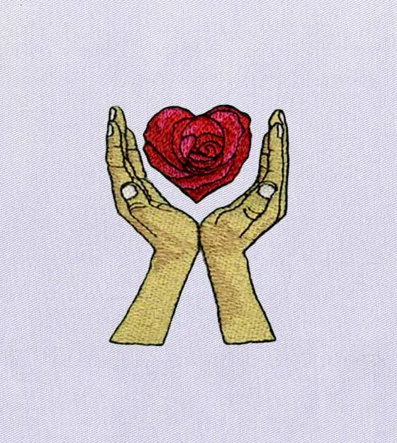 Hand and Delicate Flower Embroidery Design