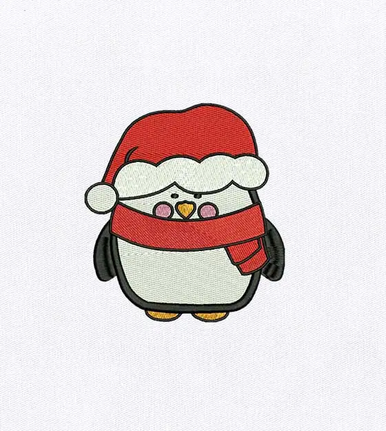 Adorable Christmas Spirited Penguin Embroidery Design
