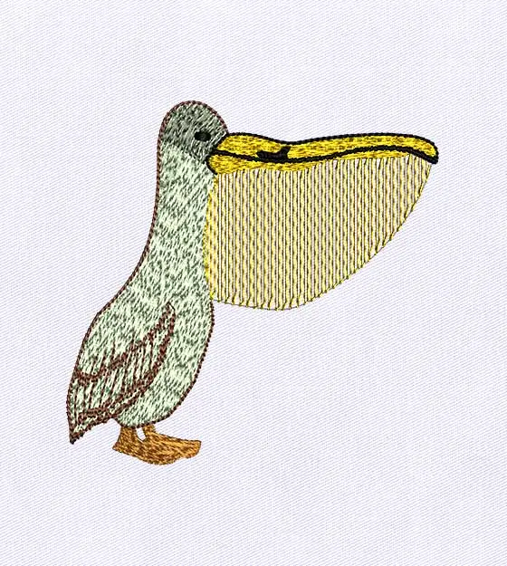 Charmingly Understated Pelican Embroidery Design