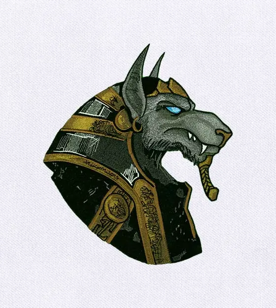 Mystical Egyptian Wolf Embroidery Design